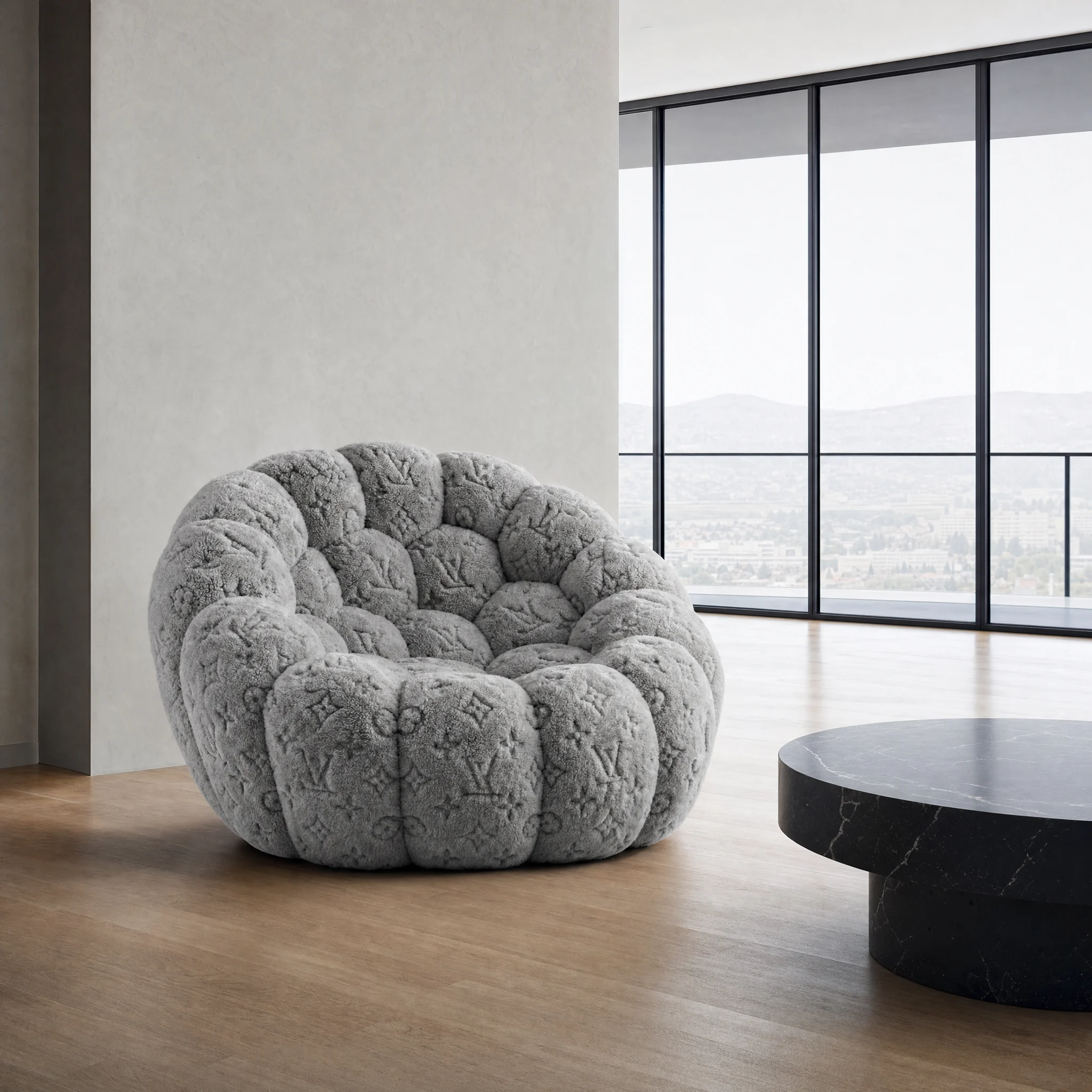 Grey Monogram Lounge in a contemporary apartment