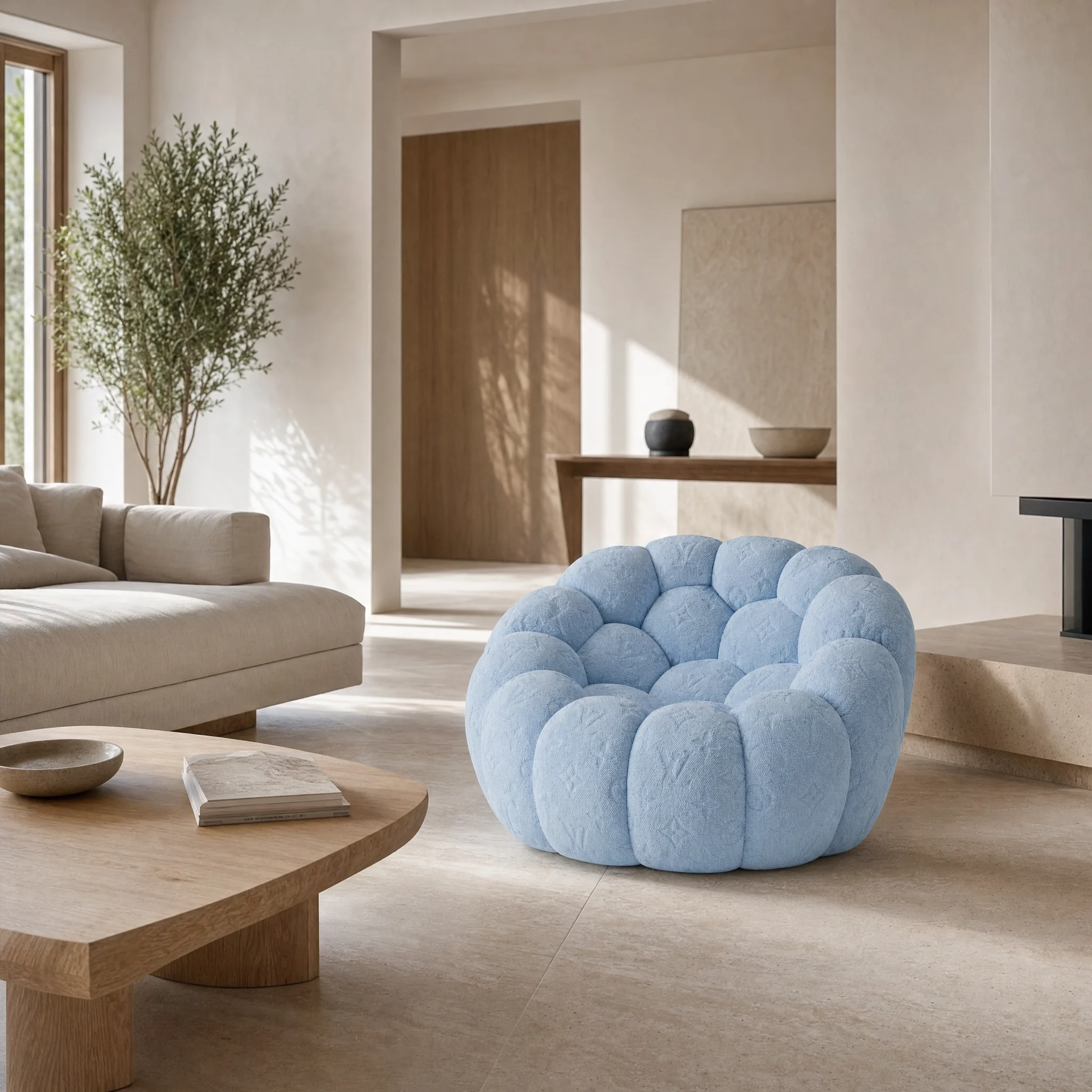 Signature Monogram Pale blue square interior view