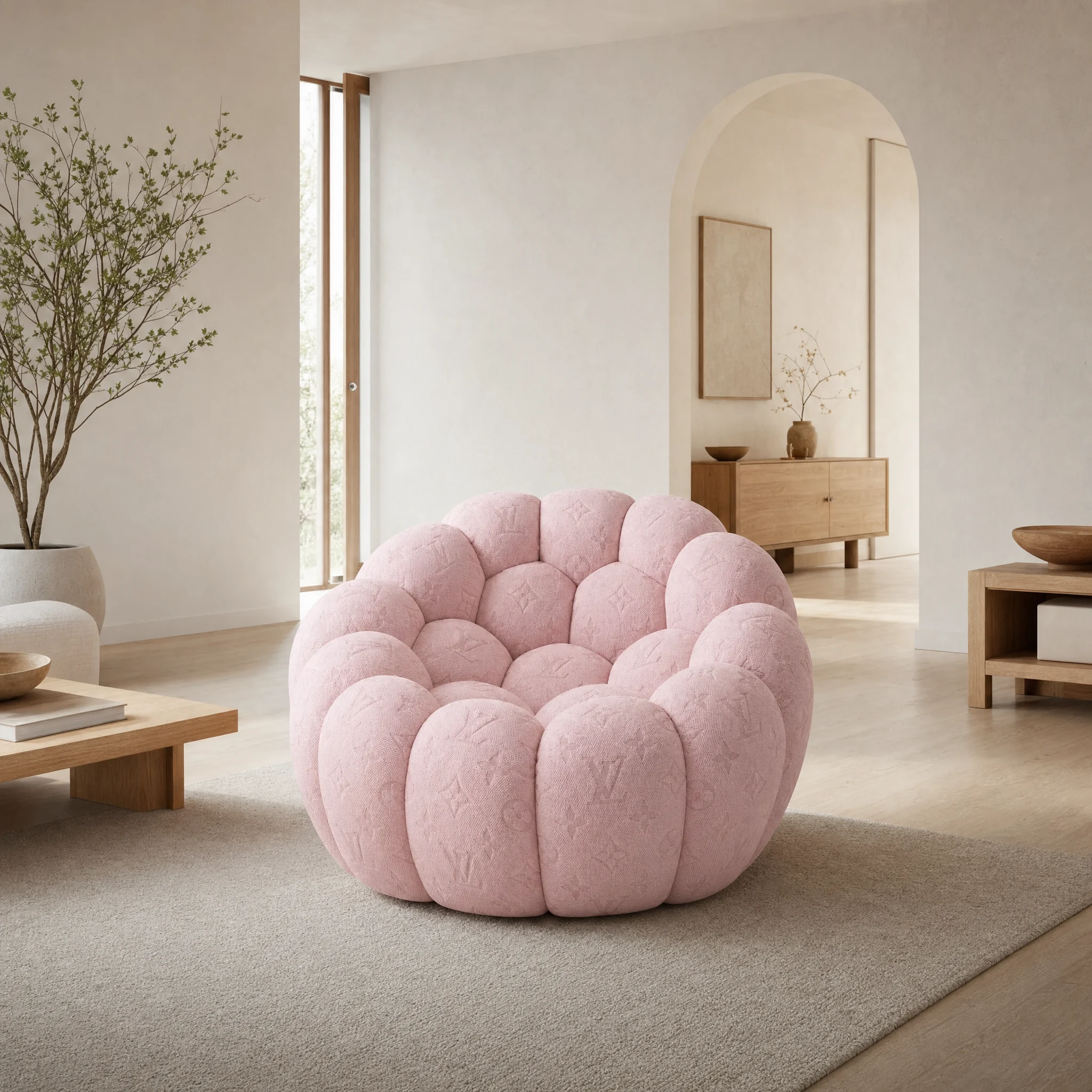 Signature Monogram Pale pink square interior view
